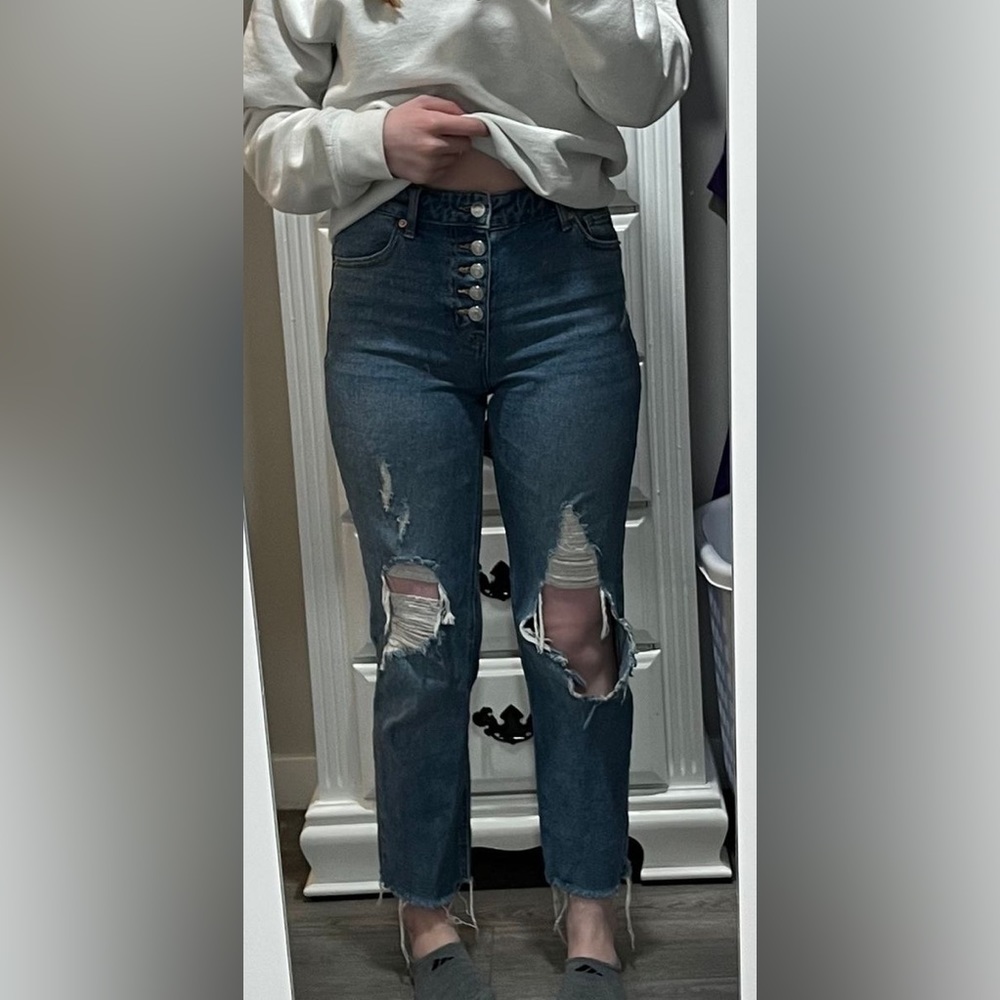 Wolf Fable distressed mom jeans